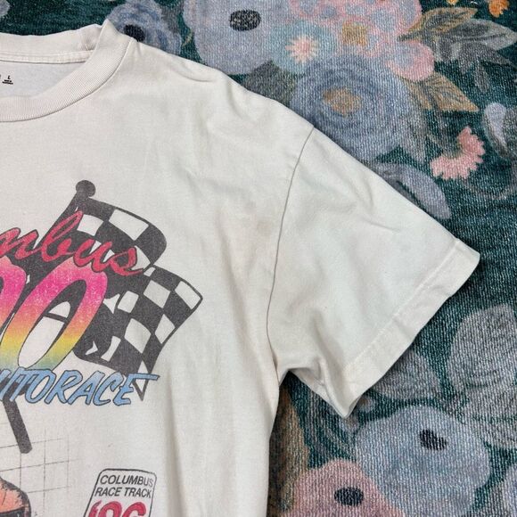 Abercrombie & Fitch Graphic Tee Shirt White Racing Car Nascar Racing Columbus L - Picture 13 of 14